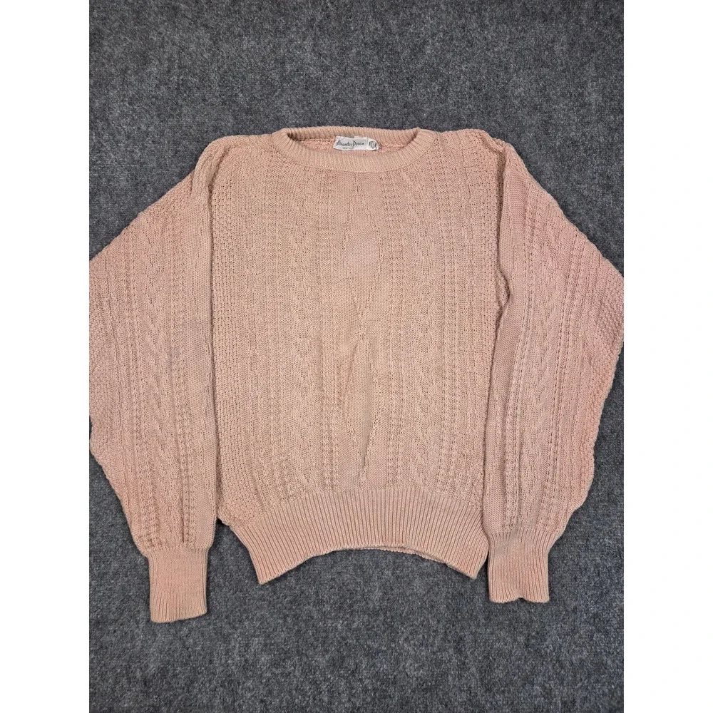 Vintage Alexander Doran Sweater Womens Small Pink Cable Knit Cotton‎ Crewneck